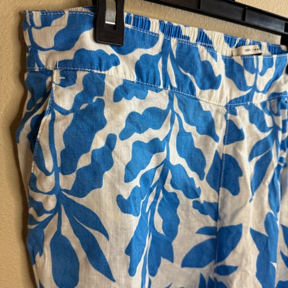 Rachael Zoe Washable Linen Wide Leg Tropical Print Elastic Waist Crop Pant-Large - Picture 2 of 6